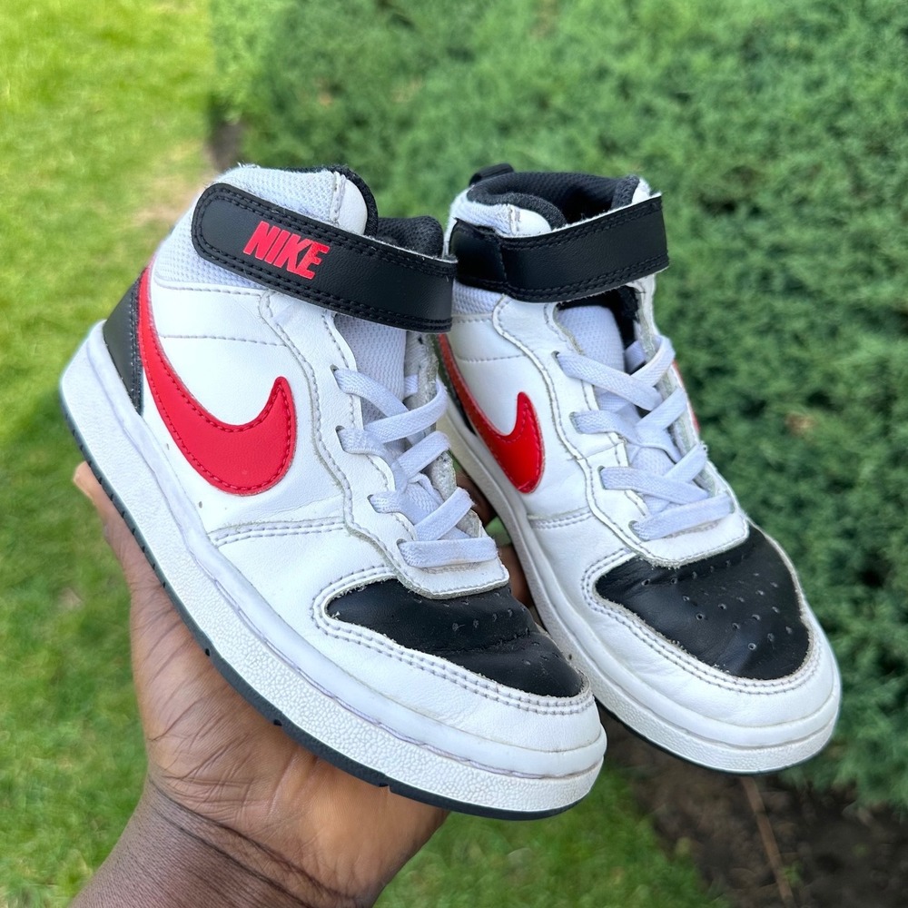 Nike Court Borough Mid 2 High Top Athletic Shoes Toddler Size 11 White Red Black - Picture 3 of 14